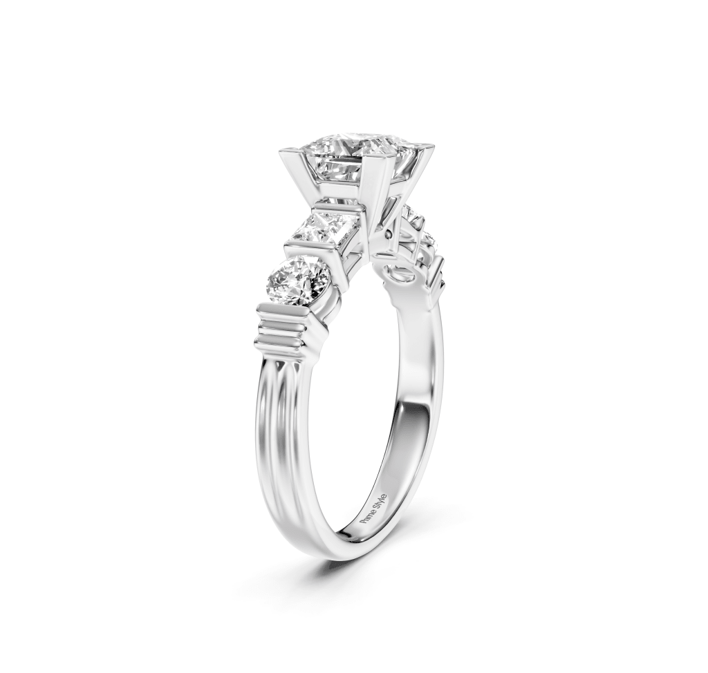 1.05 - 2.20 CT Princess & Round Cut Natural Diamonds - Engagement Ring - Primestyle.com
