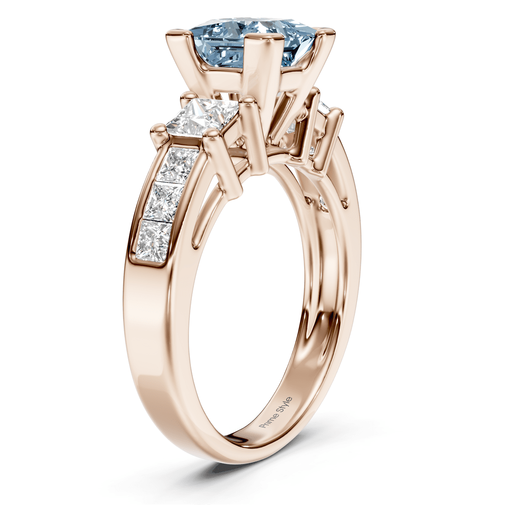 1.85-4.85 CT Princess Cut Fancy Blue Diamonds - Engagement Ring