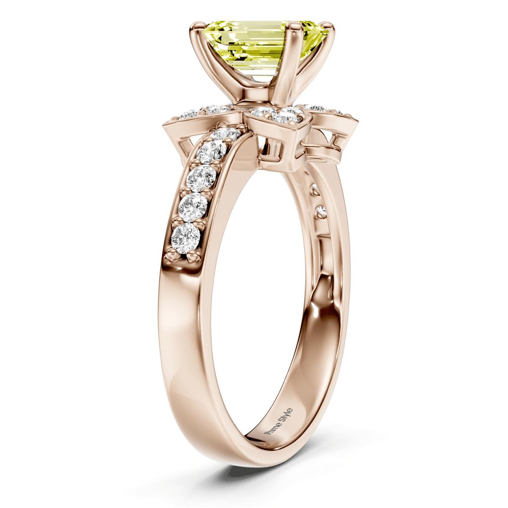 1.40 - 4.40 CT Emerald & Round Cut Fancy Yellow Diamonds - Engagement Ring - Primestyle.com