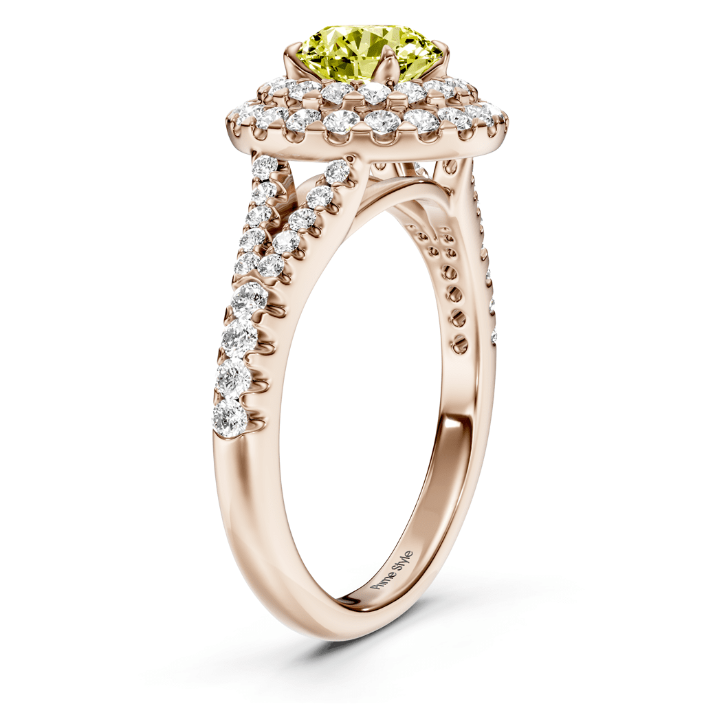 1.49-4.49 CT Round Cut Fancy Yellow Diamonds - Engagement Ring