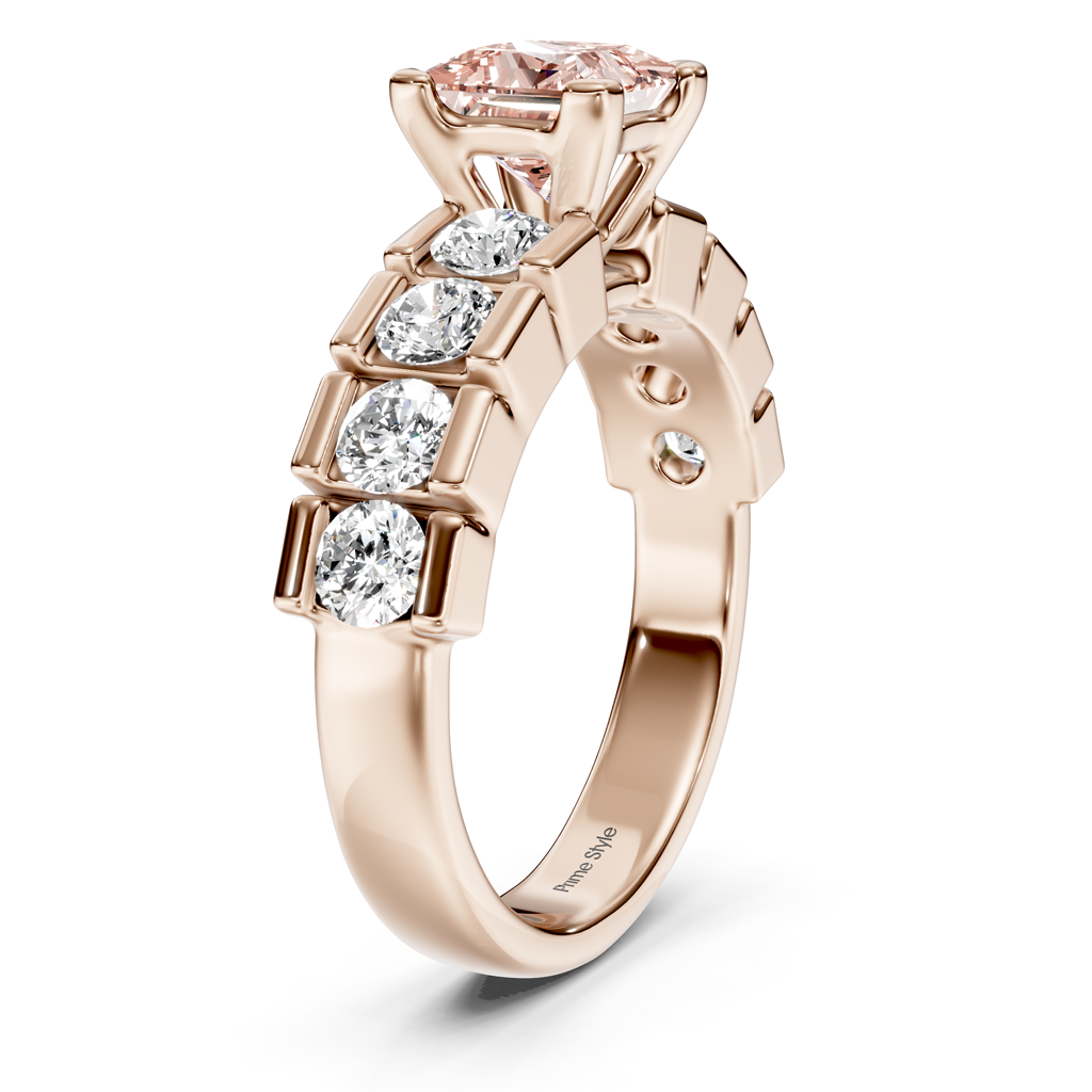 2.05-5.05 CT Princess & Round Cut Fancy Pink Diamonds - Engagement Ring