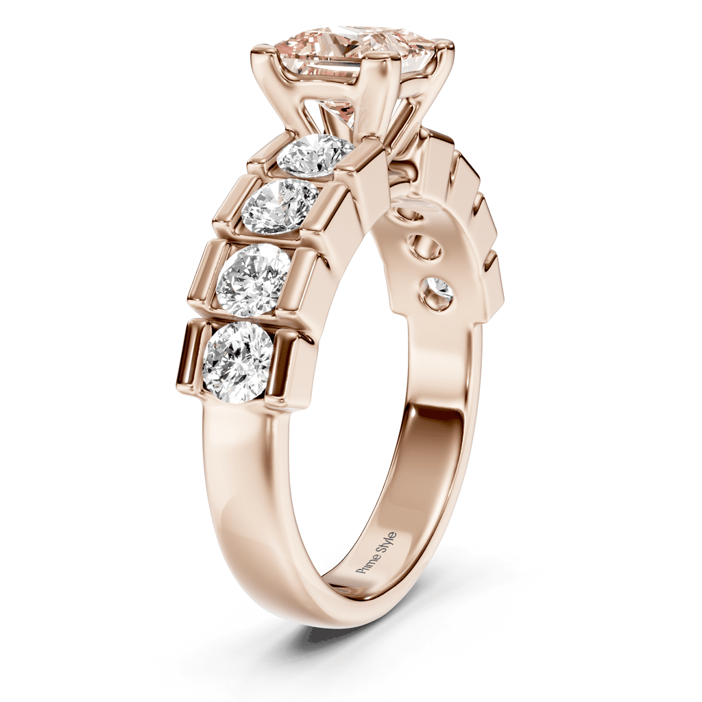 2.05-5.05 CT Princess & Round Cut Fancy Pink Diamonds - Engagement Ring