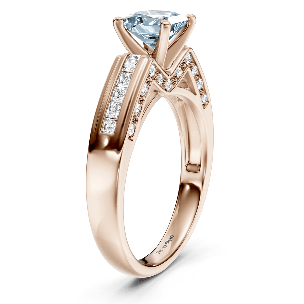 1.45 - 4.45 CT Princess & Round Cut Fancy Blue Diamonds - Engagement Ring - Primestyle.com