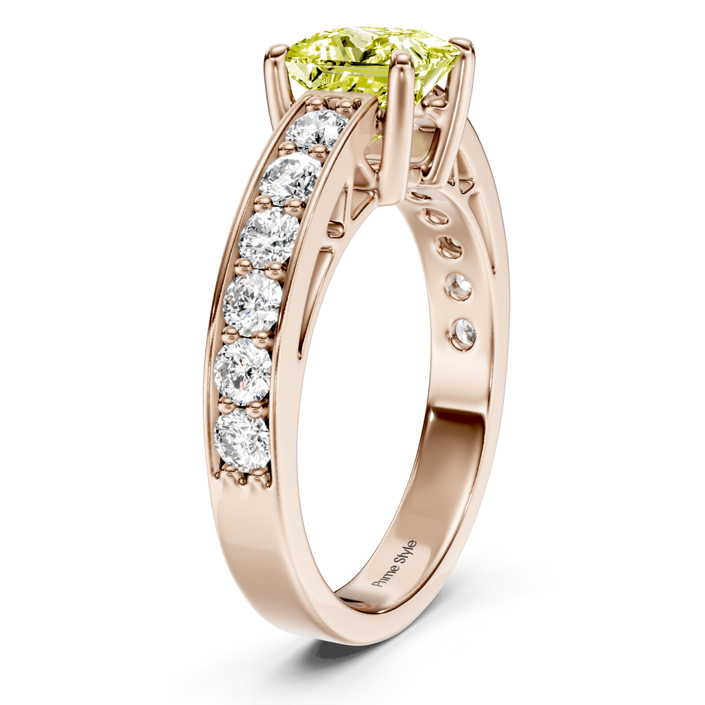 1.50-4.50 CT Princess & Round Cut Fancy Yellow Diamonds - Engagement Ring