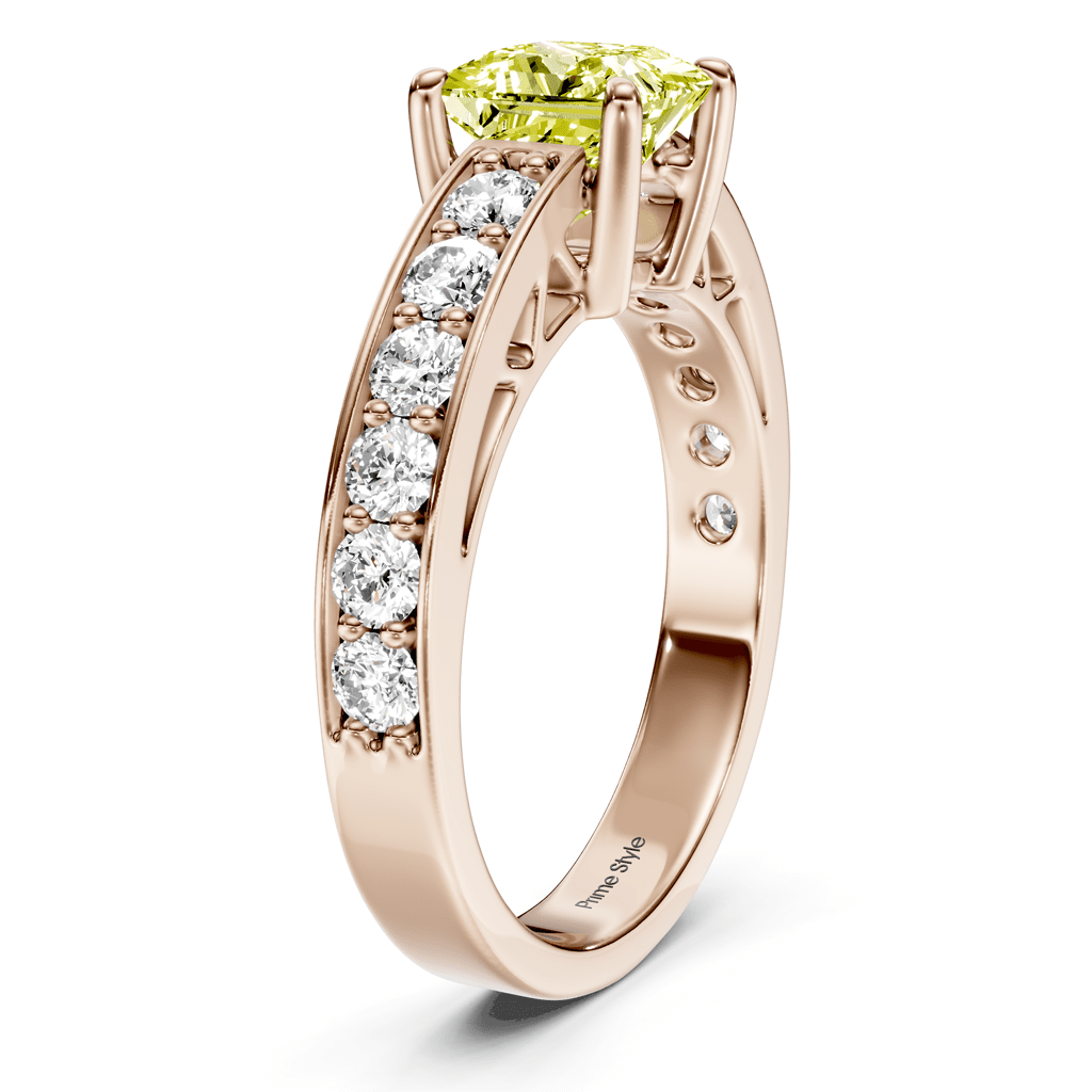 1.50 - 4.50 CT Princess & Round Cut Fancy Yellow Diamonds - Engagement Ring - Primestyle.com