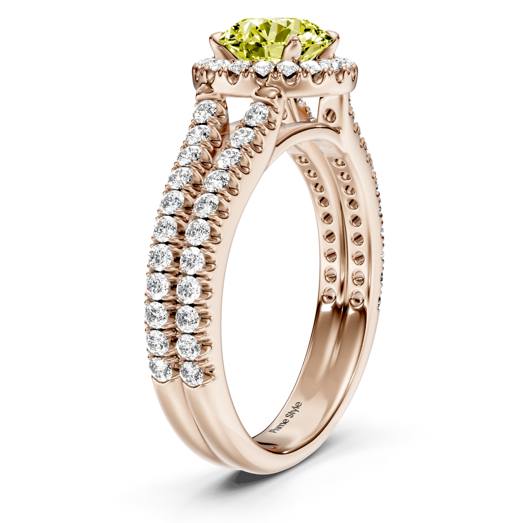 1.60-4.60 CT Round Cut Fancy Yellow Diamonds - Engagement Ring