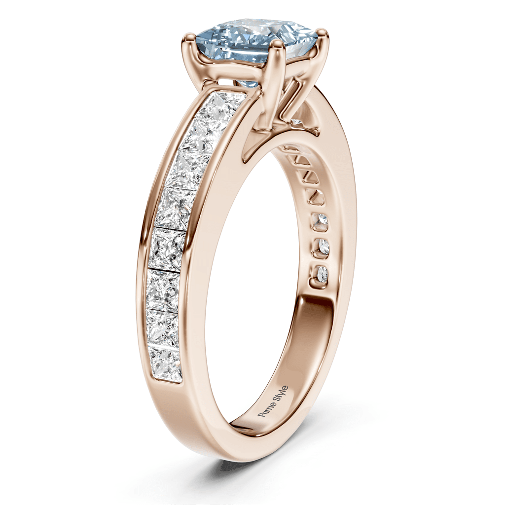 2.25 - 5.25 CT Princess Cut Fancy Blue Diamonds - Engagement Ring - Primestyle.com