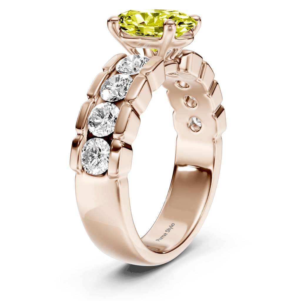 2.05 - 5.05 CT Oval & Round Cut Fancy Yellow Diamonds - Engagement Ring - Primestyle.com