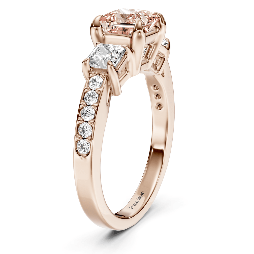 1.85 - 4.85 CT Princess & Round Cut Fancy Pink Diamonds - Engagement Ring - Primestyle.com