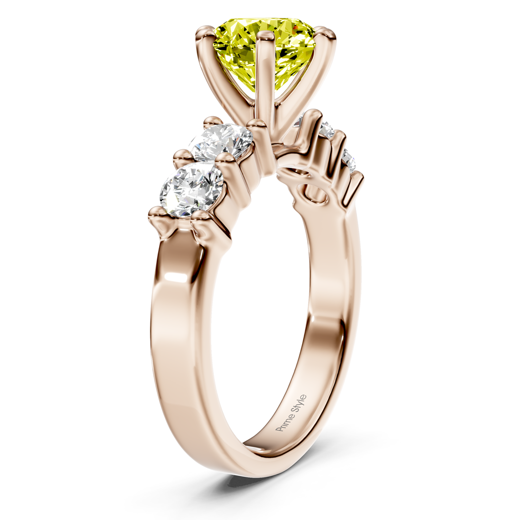 1.60-4.60 CT Round Cut Fancy Yellow Diamonds - Engagement Ring