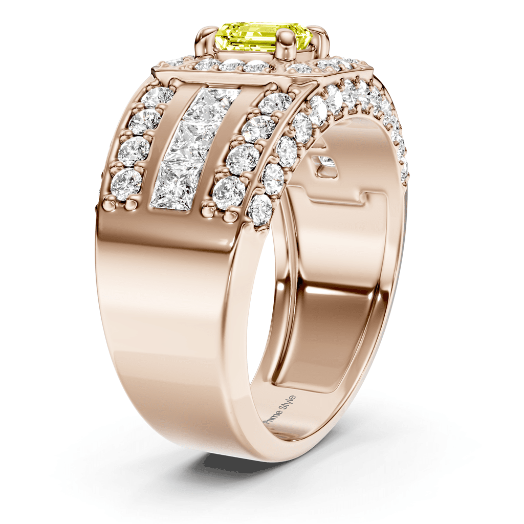 2.70 - 5.70 CT Emerald & Round Cut Fancy Yellow Diamonds - Engagement Ring - Primestyle.com