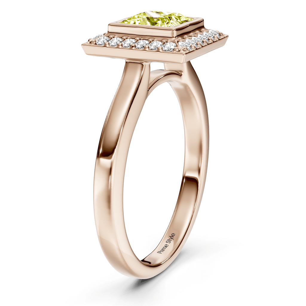 1.14 - 4.14 CT Princess & Round Cut Fancy Yellow Diamonds - Engagement Ring - Primestyle.com