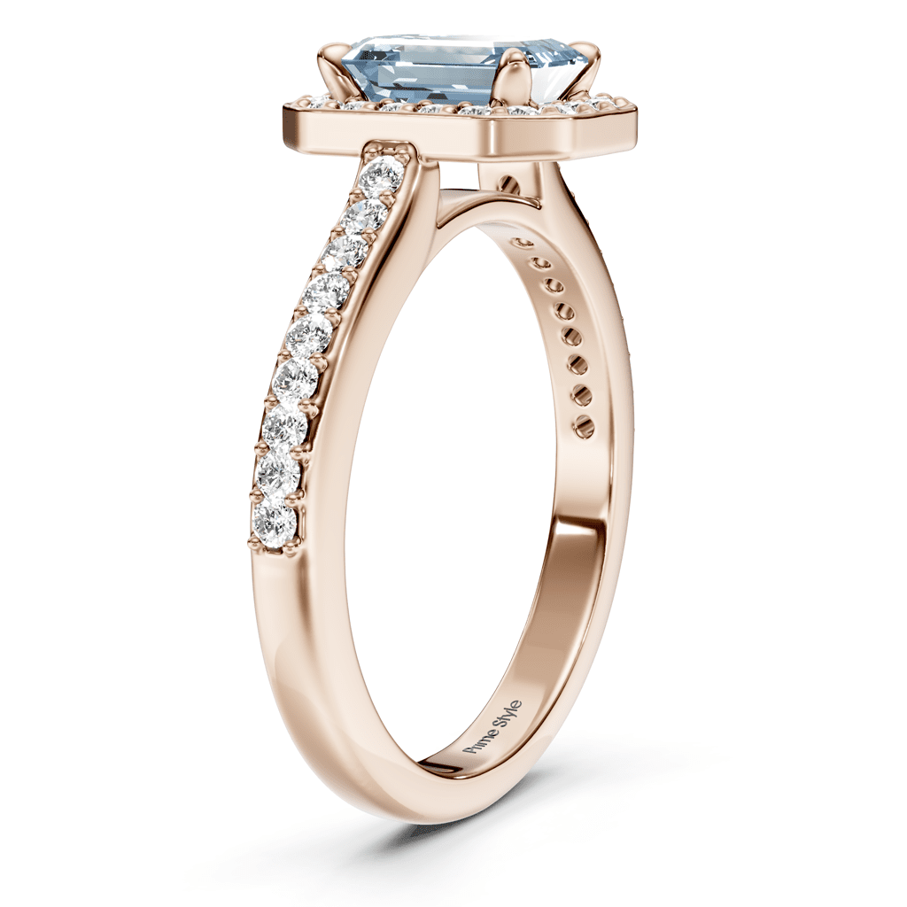 1.30 - 4.30 CT Emerald & Round Cut Fancy Blue Diamonds - Engagement Ring - Primestyle.com
