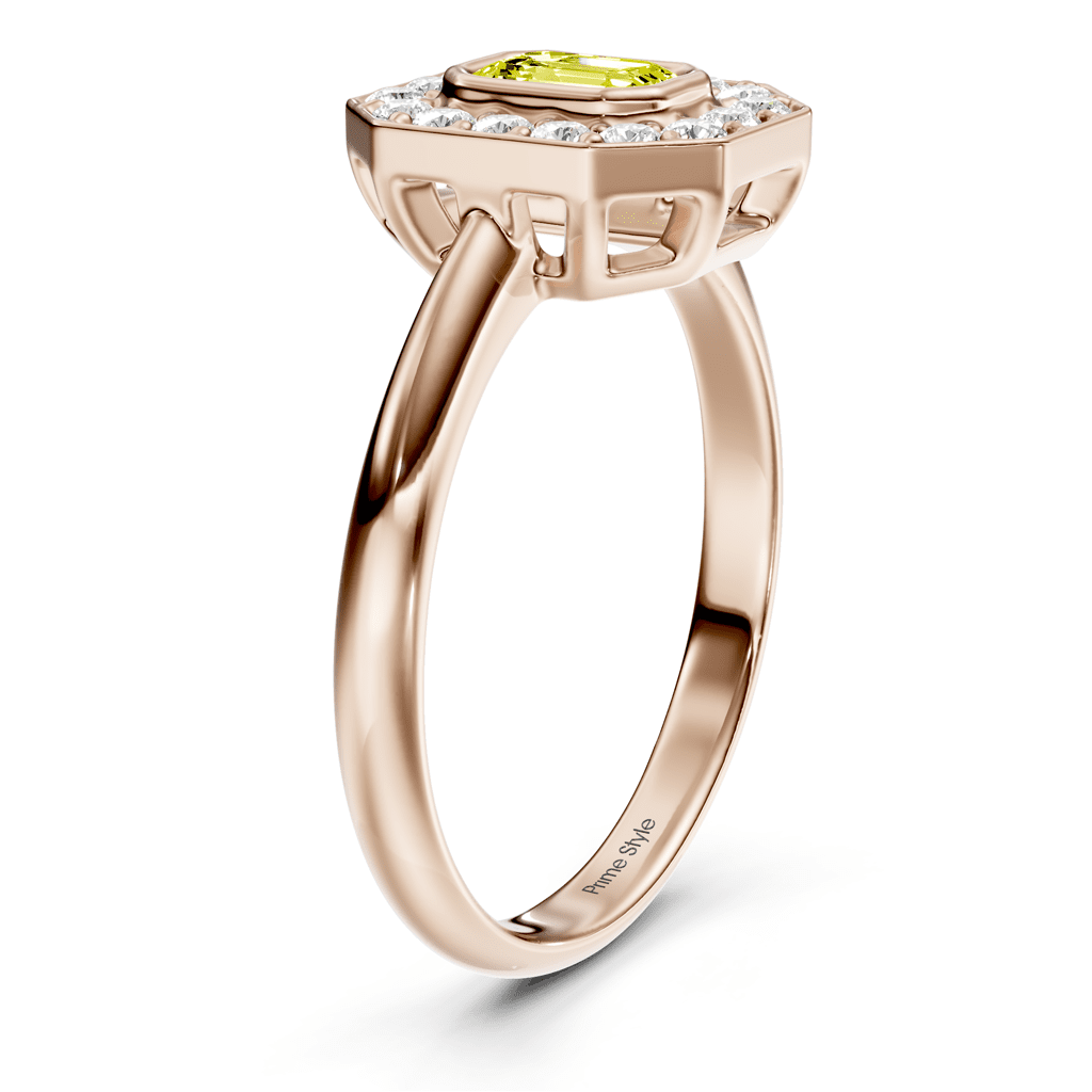 1.35 - 4.35 CT Emerald & Round Cut Fancy Yellow Diamonds - Engagement Ring - Primestyle.com