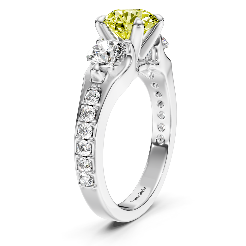 2.05-5.05 CT Round Cut Fancy Yellow Diamonds - Engagement Ring