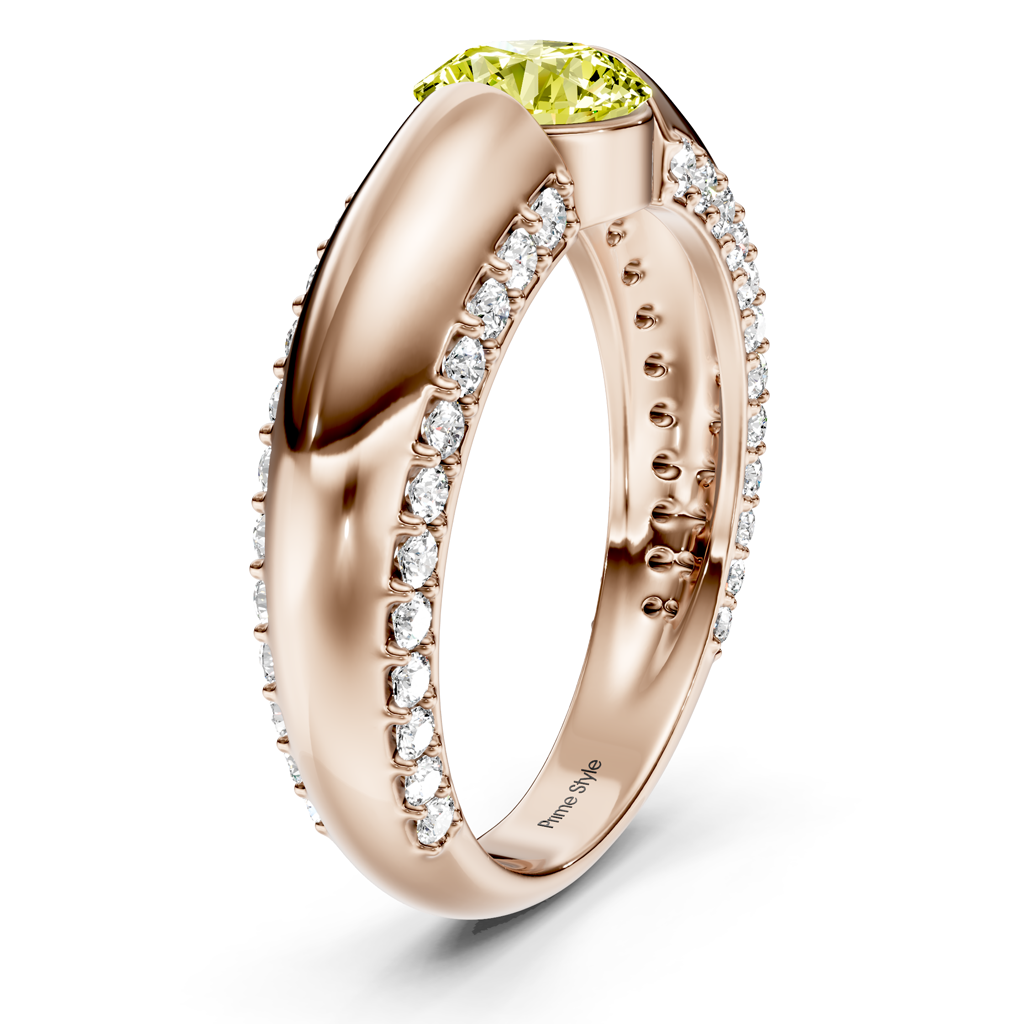 1.65-4.65 CT Round Cut Fancy Yellow Diamonds - Engagement Ring