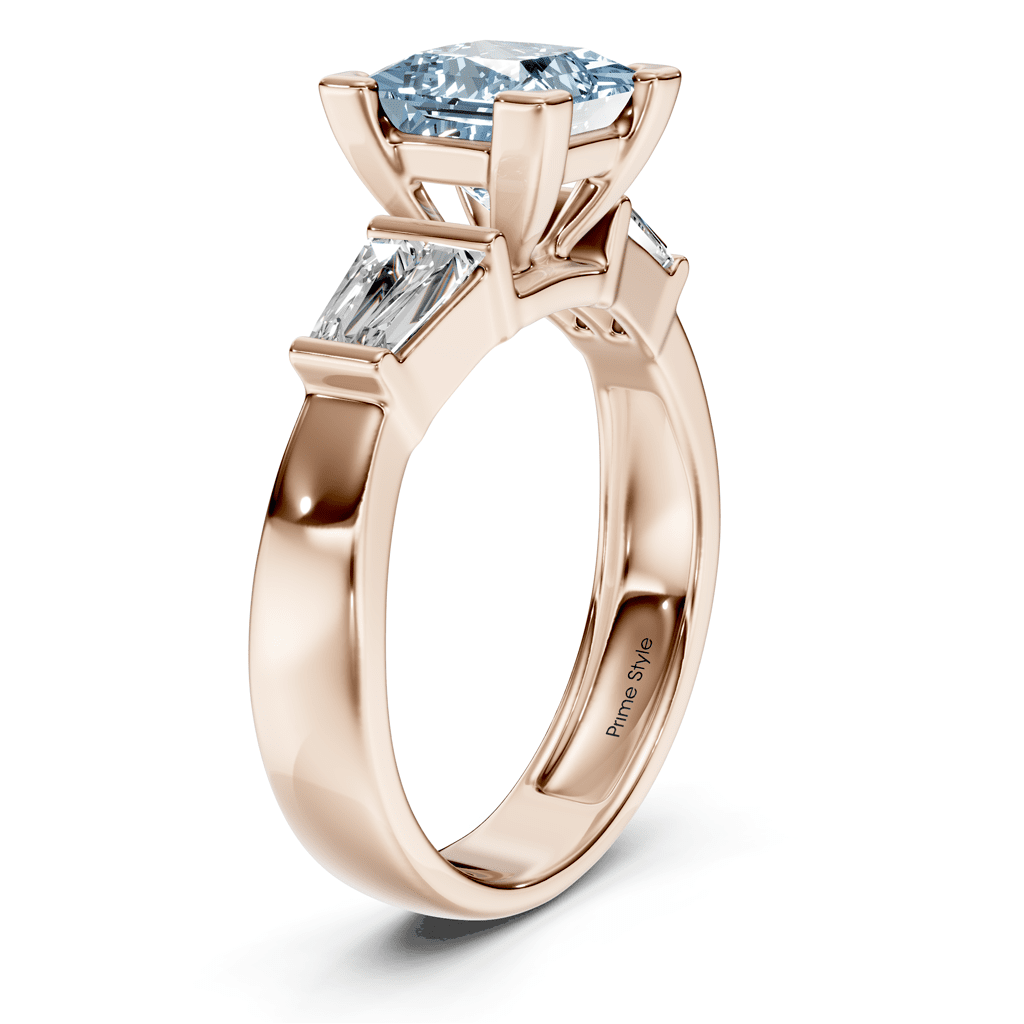 1.40 - 4.40 CT Princess & Taper Cut Fancy Blue Diamonds - Engagement Ring - Primestyle.com