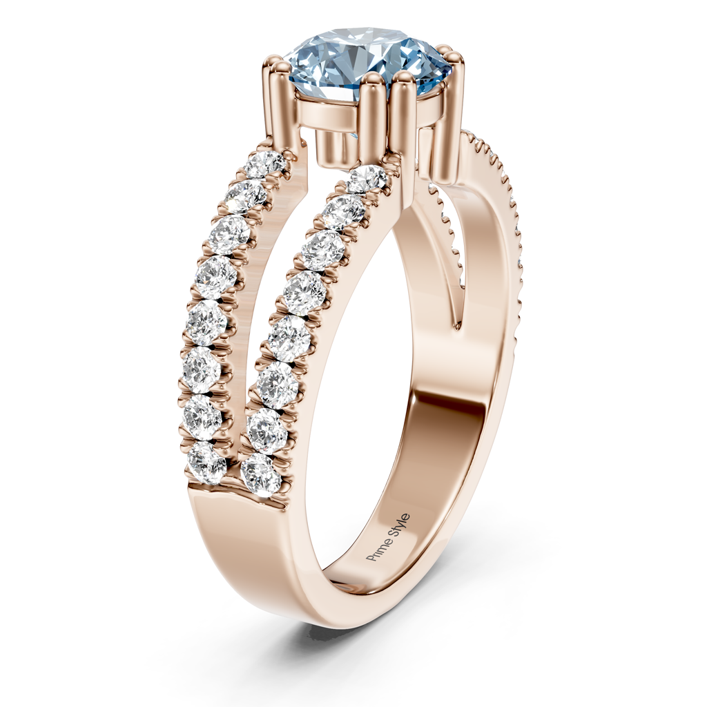 1.70-4.70 CT Round Cut Fancy Blue Diamonds - Engagement Ring