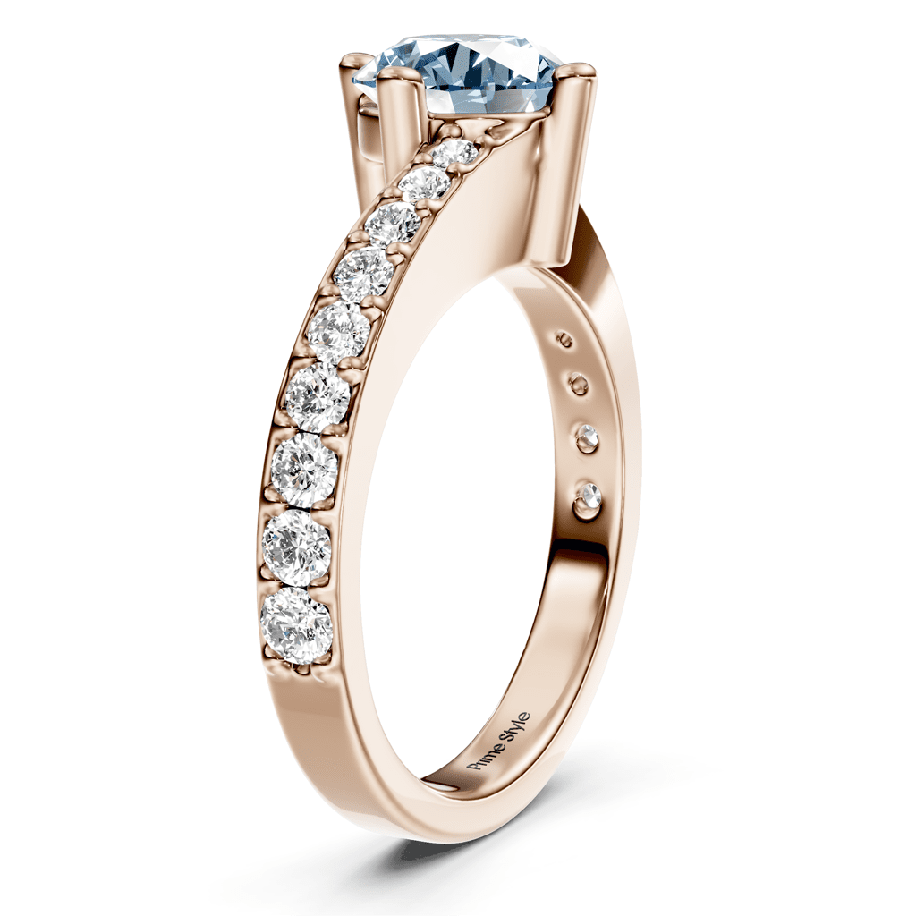 1.35-4.35 CT Round Cut Fancy Blue Diamonds - Engagement Ring