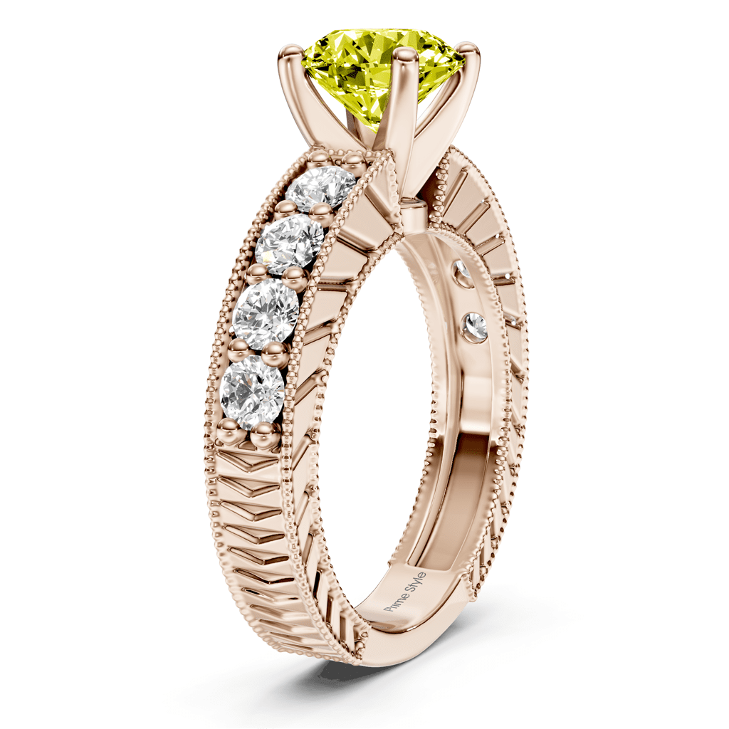 1.85-4.85 CT Princess & Round Cut Fancy Yellow Diamonds - Engagement Ring