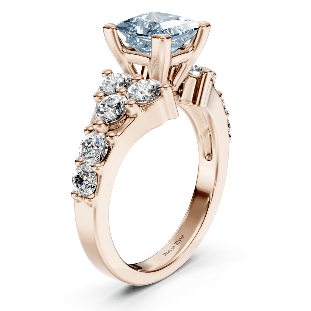 2.40 - 5.40 CT Princess & Round Cut Fancy Blue Diamonds - Engagement Ring - Primestyle.com