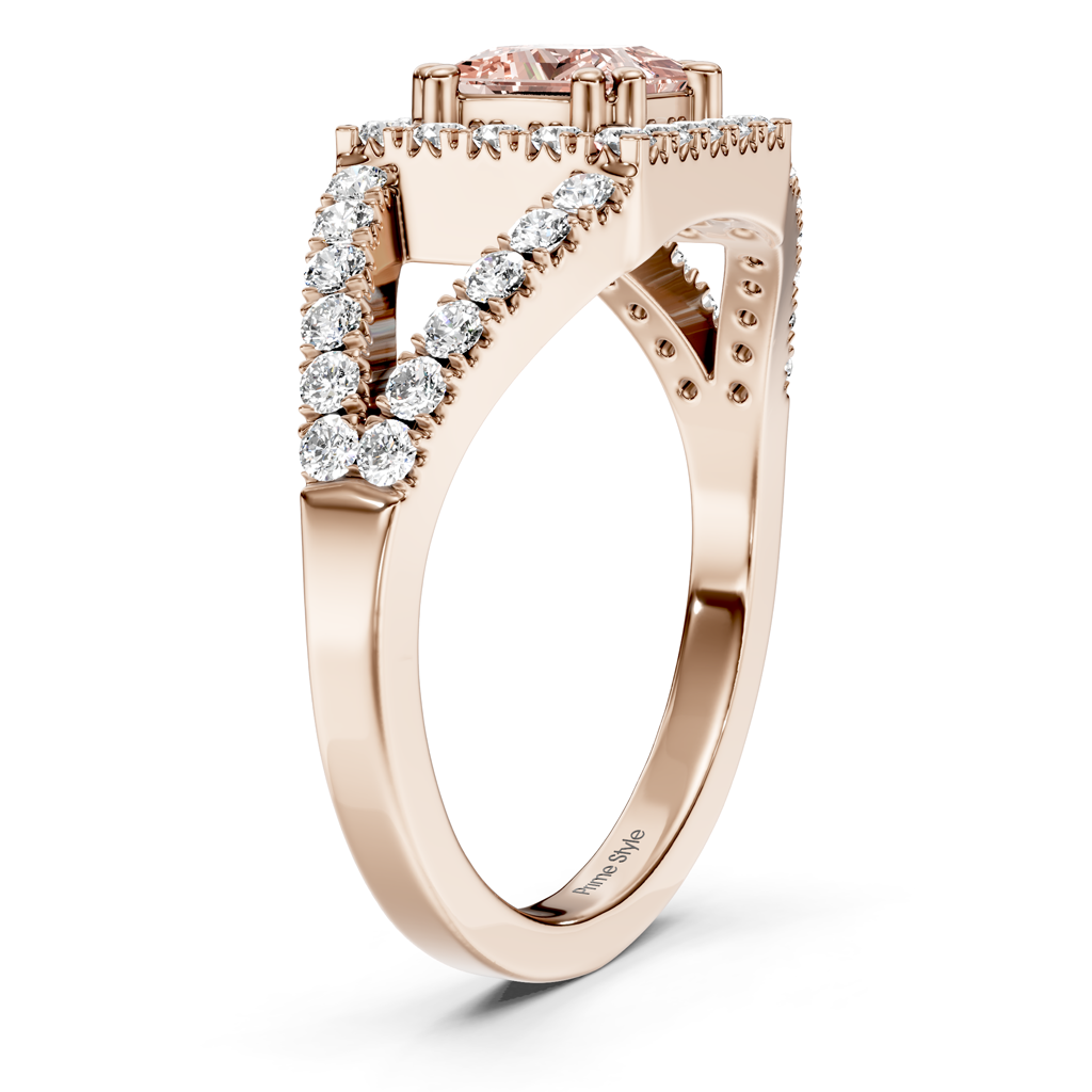 1.45-4.45 CT Princess & Round Cut Fancy Pink Diamonds - Engagement Ring