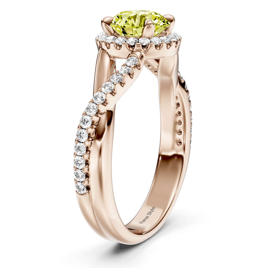 1.25-4.25 CT Round Cut Fancy Yellow Diamonds - Engagement Ring