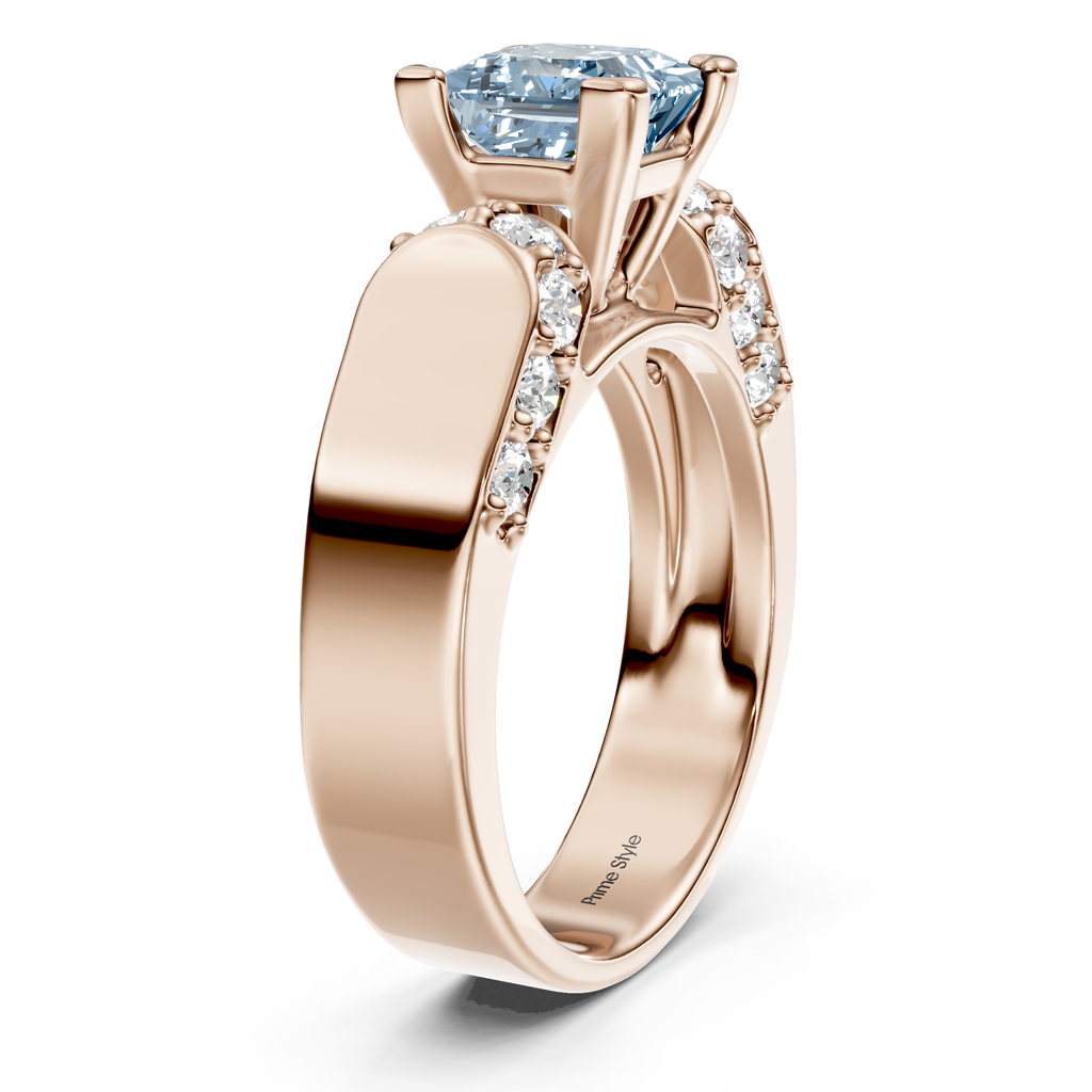 1.65-4.65 CT Princess & Round Cut Fancy Blue Diamonds - Engagement Ring