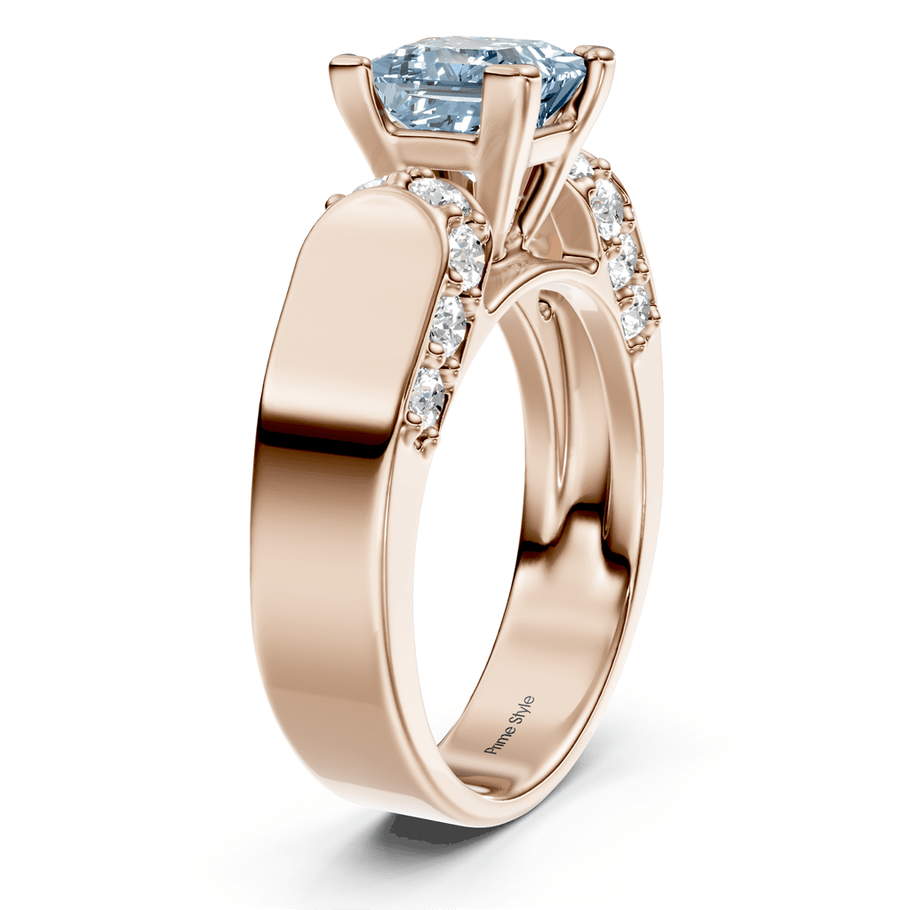 1.65 - 4.65 CT Princess & Round Cut Fancy Blue Diamonds - Engagement Ring - Primestyle.com