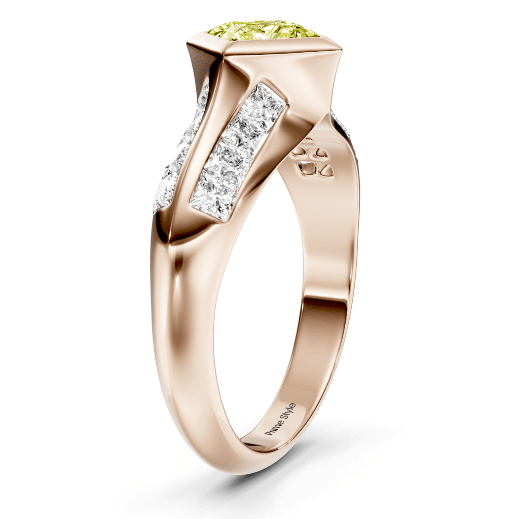 2.00-5.00 CT Princess Cut Fancy Yellow Diamonds - Engagement Ring