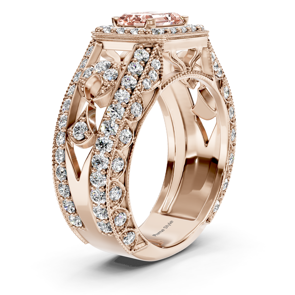 1.95-4.95 CT Emerald & Round Cut Fancy Pink Diamonds - Engagement Ring