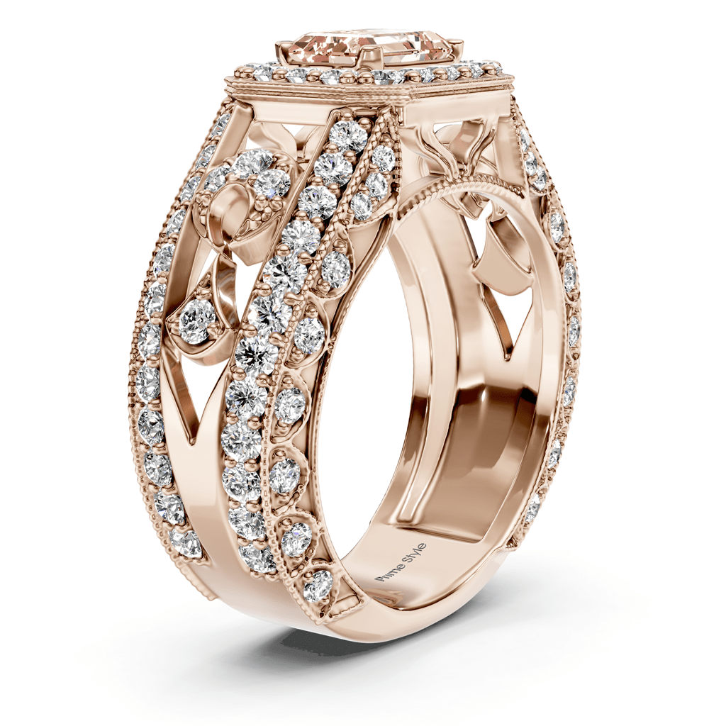 1.95 - 4.95 CT Emerald & Round Cut Fancy Pink Diamonds - Engagement Ring - Primestyle.com