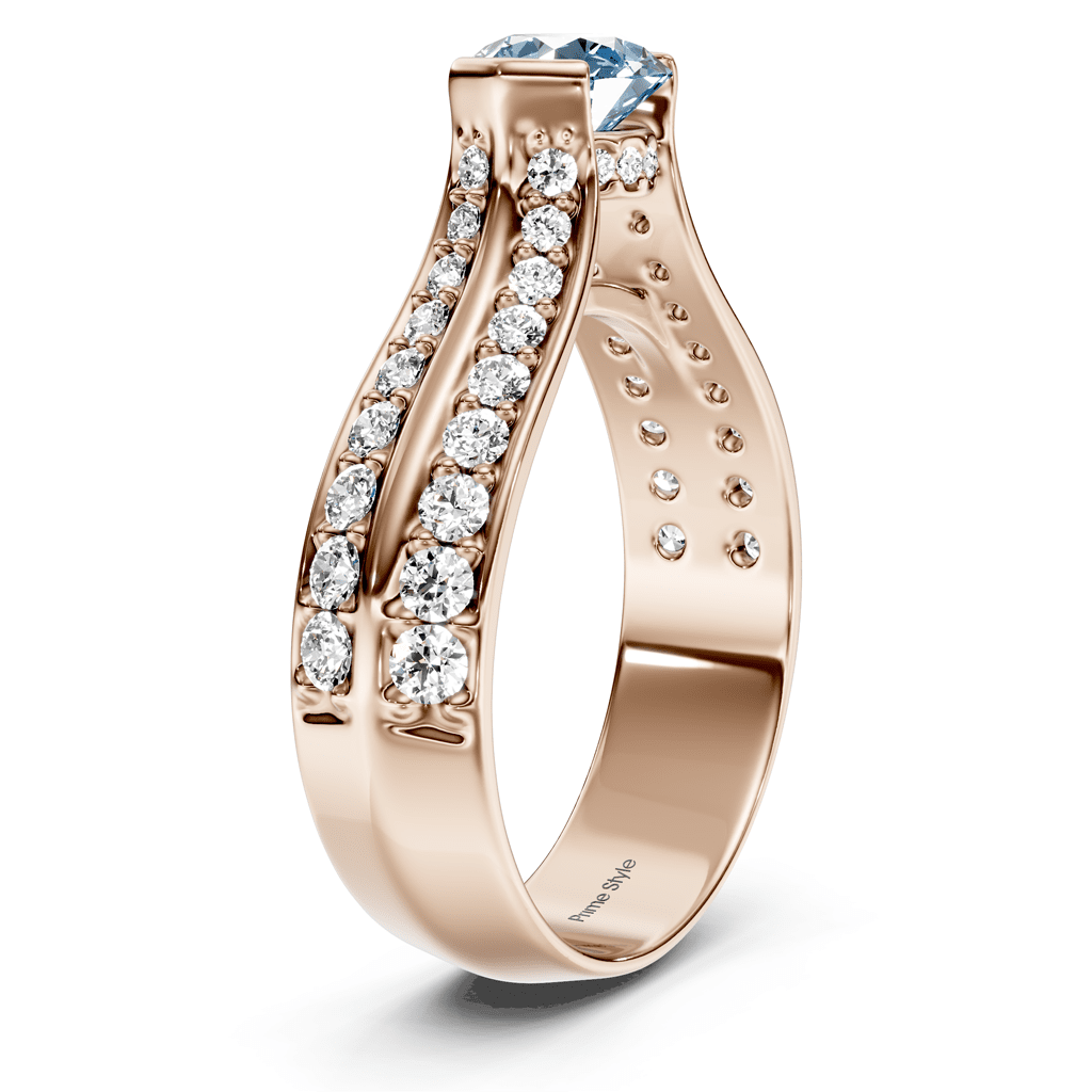 1.65 - 4.65 CT Round Cut Fancy Blue Diamonds - Engagement Ring - Primestyle.com