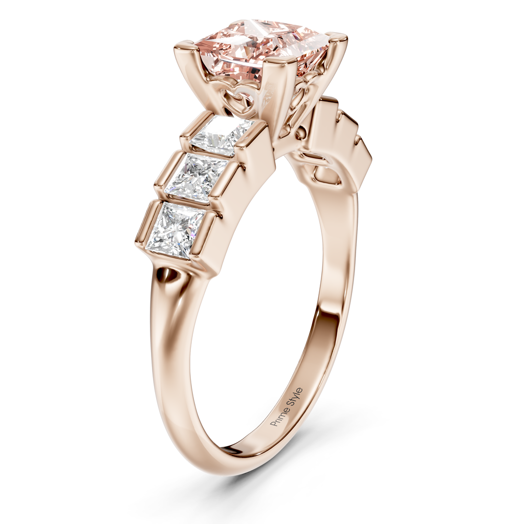 1.80-4.80 CT Princess Cut Fancy Pink Diamonds - Engagement Ring