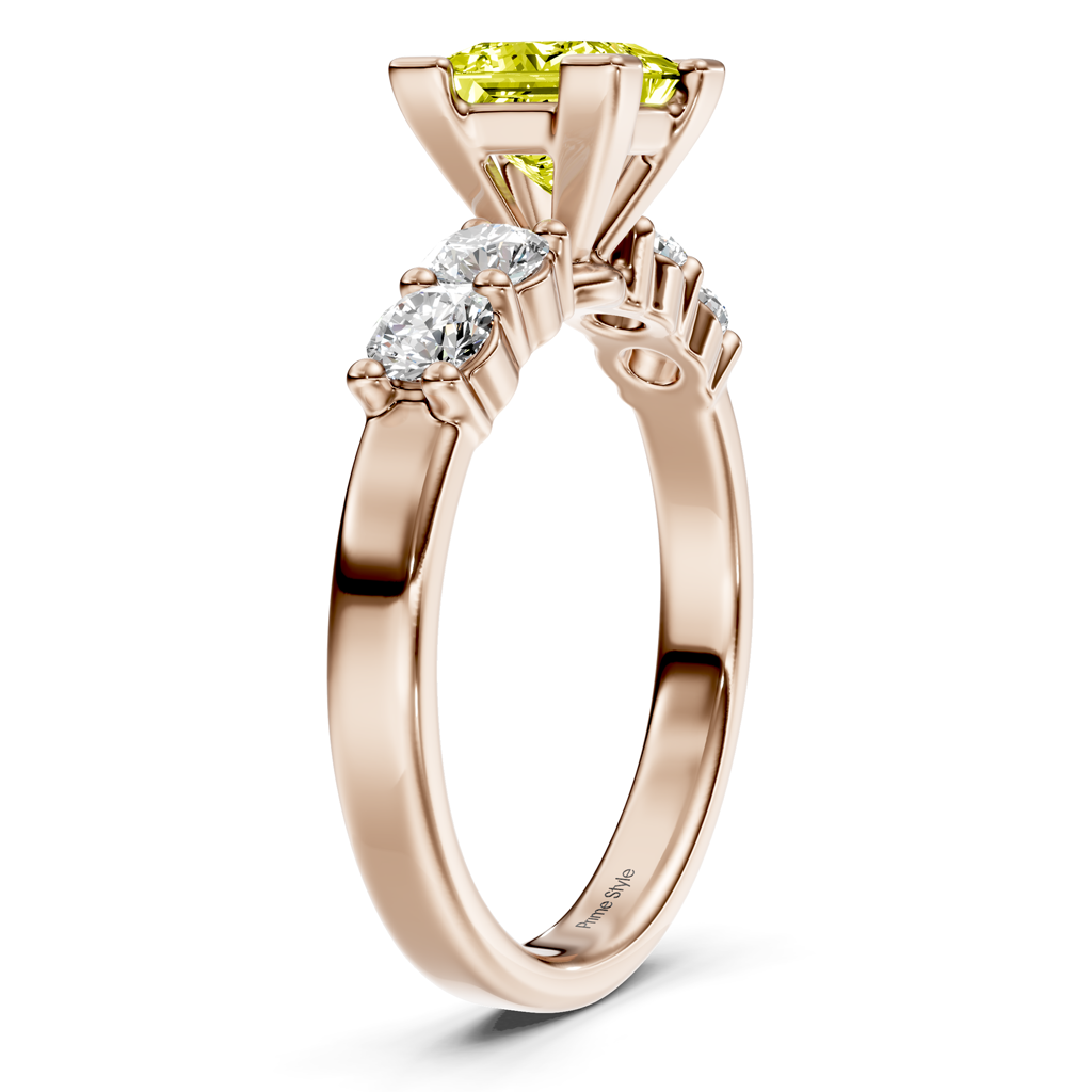 1.60-4.60 CT Princess & Round Cut Fancy Yellow Diamonds - Engagement Ring