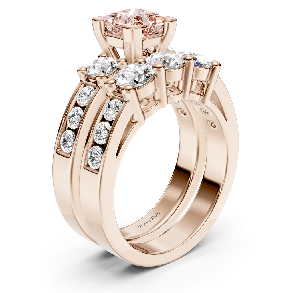 2.80-5.80 CT Princess & Round Cut Fancy Pink Diamonds - Bridal Set