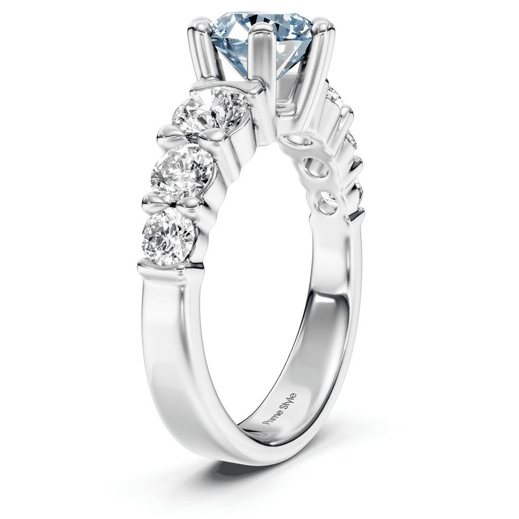 2.05-5.05 CT Round Cut Fancy Blue Diamonds - Engagement Ring