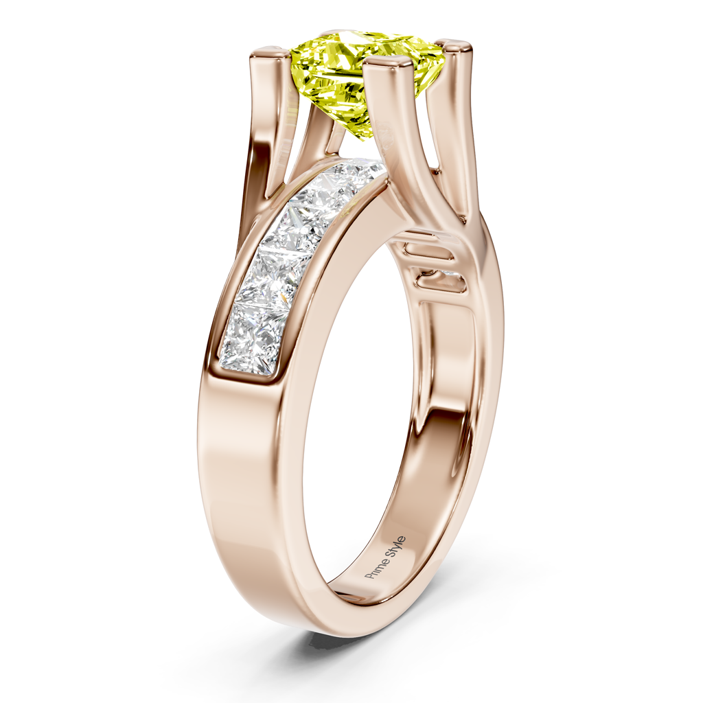 2.20-5.20 CT Princess Cut Fancy Yellow Diamonds - Engagement Ring