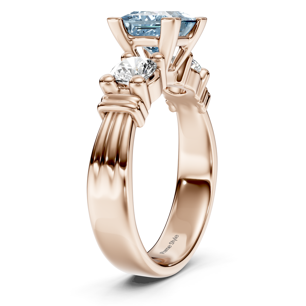 1.50-4.50 CT Princess & Round Cut Fancy Blue Diamonds - Engagement Ring