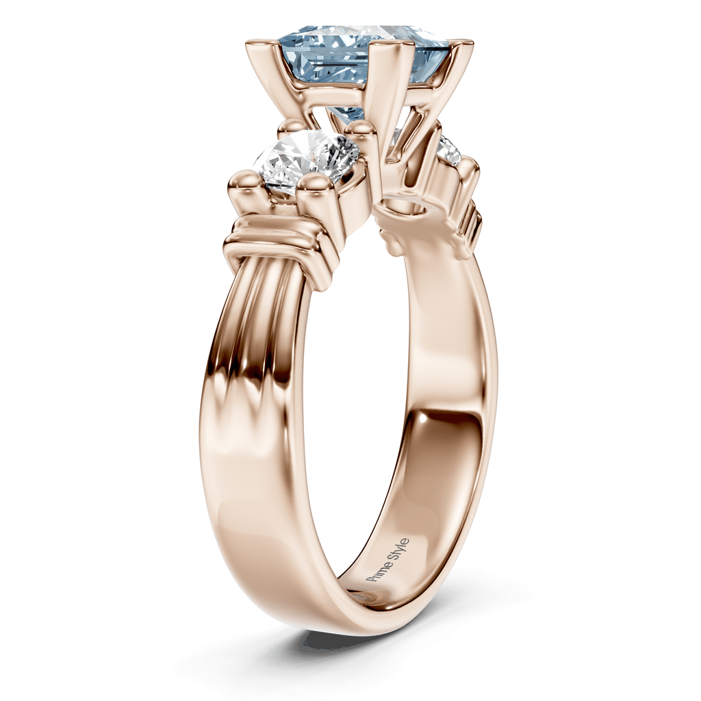 1.50-4.50 CT Princess & Round Cut Fancy Blue Diamonds - Engagement Ring