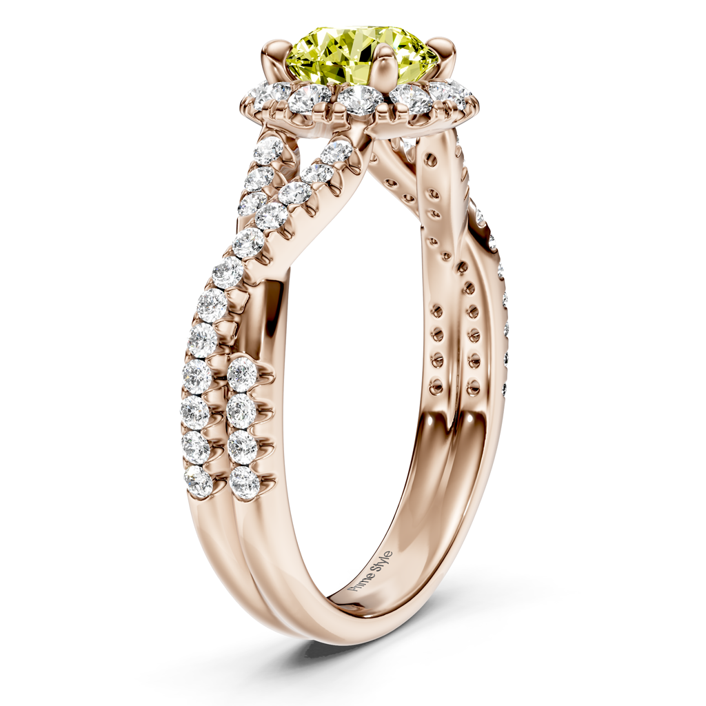 1.45-4.45 CT Round Cut Fancy Yellow Diamonds - Engagement Ring