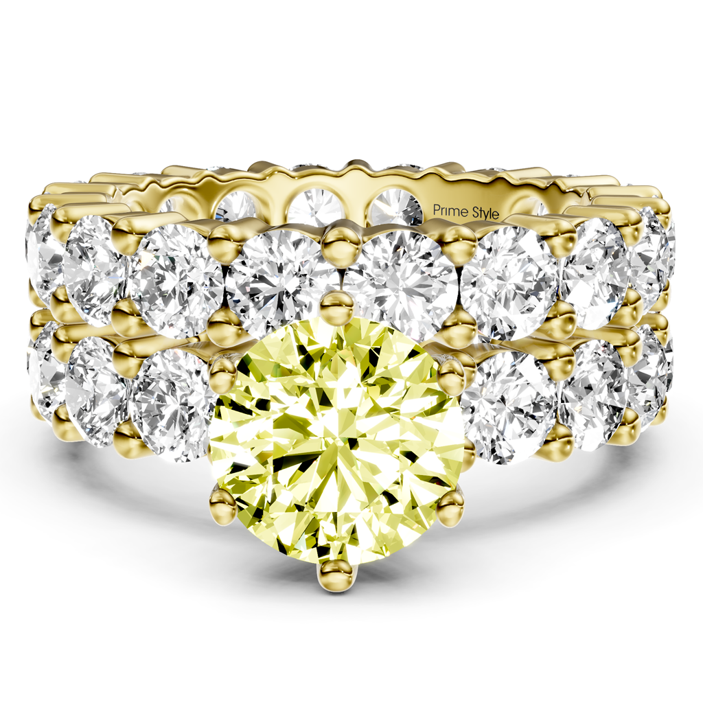 6.30-9.30 CT Round Cut Fancy Yellow Diamonds - Bridal Set