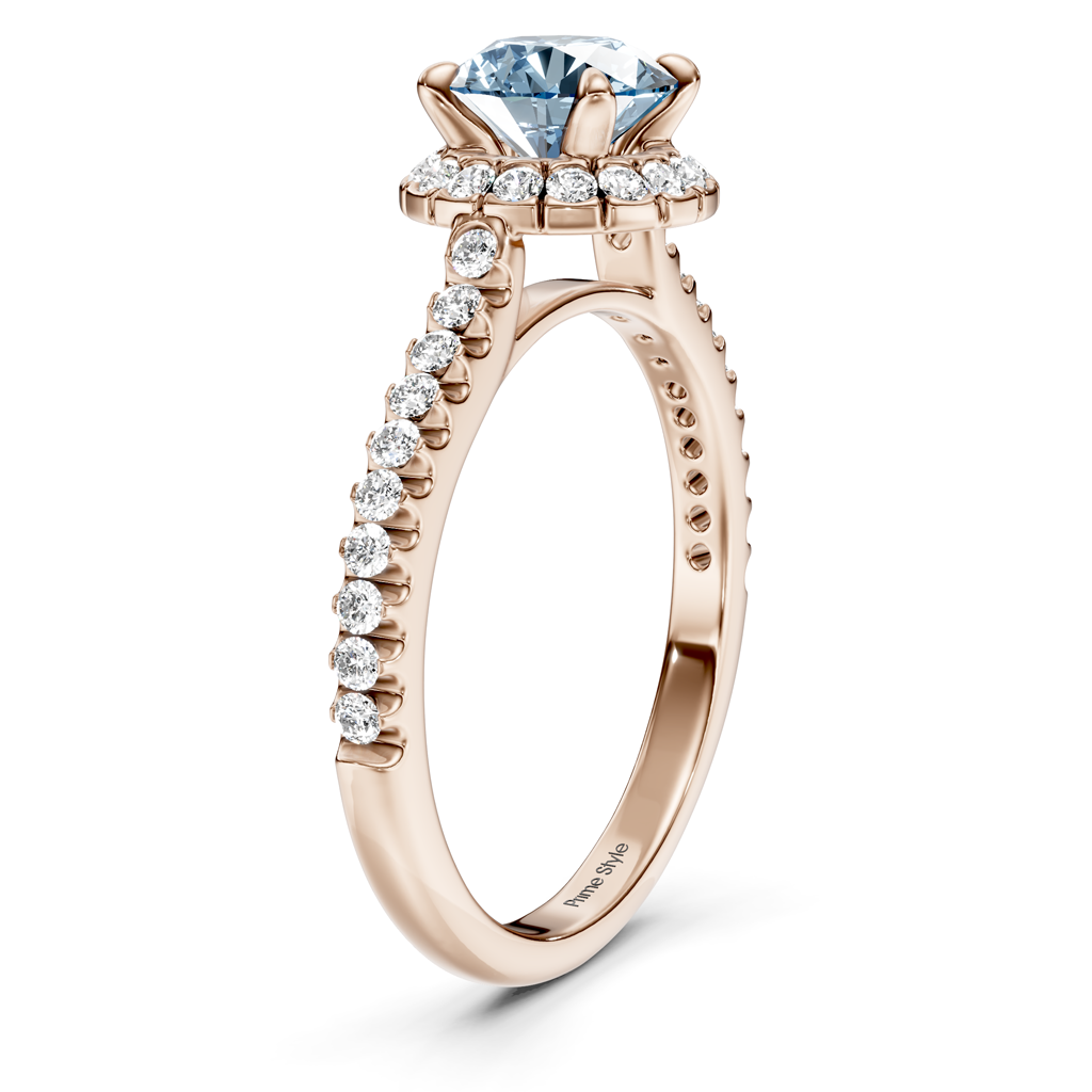 1.35-4.35 CT Round Cut Fancy Blue Diamonds - Engagement Ring