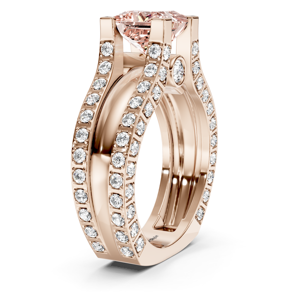 2.10-5.10 CT Princess & Round Cut Fancy Pink Diamonds - Engagement Ring