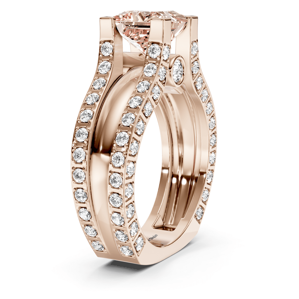 2.10 - 5.10 CT Princess & Round Cut Fancy Pink Diamonds - Engagement Ring - Primestyle.com