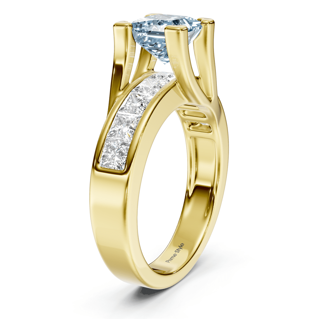 2.20-5.20 CT Princess Cut Fancy Blue Diamonds - Engagement Ring