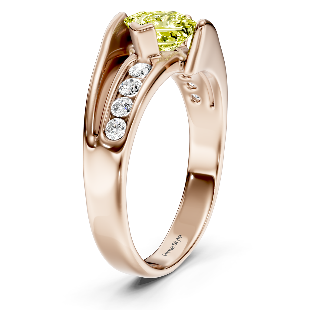 1.25-4.25 CT Princess & Round Cut Fancy Yellow Diamonds - Engagement Ring