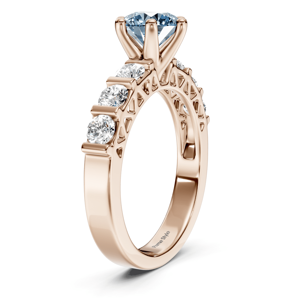 1.60 - 4.60 CT Round Cut Fancy Blue Diamonds - Engagement Ring - Primestyle.com