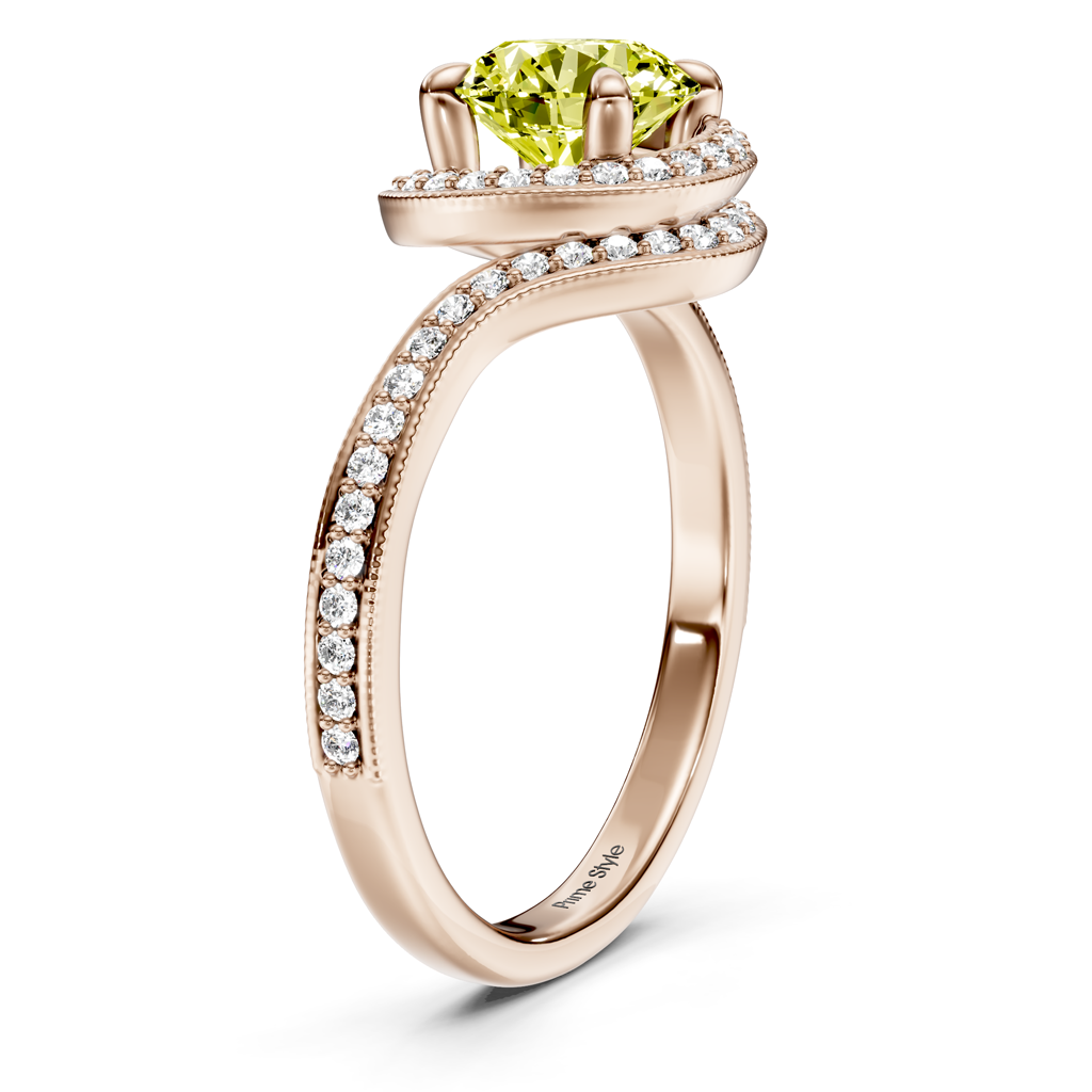 1.25-4.25 CT Round Cut Fancy Yellow Diamonds - Engagement Ring