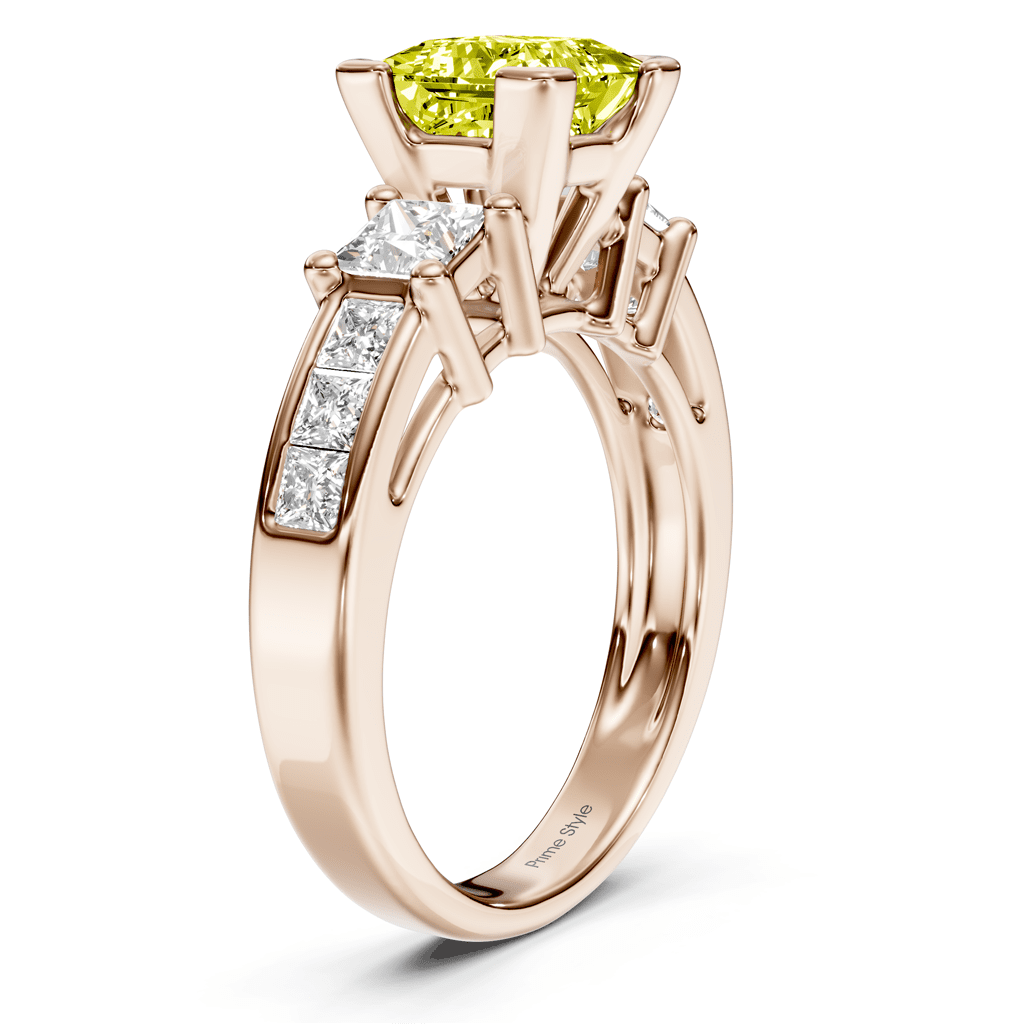 1.85 - 4.85 CT Princess Cut Fancy Yellow Diamonds - Engagement Ring - Primestyle.com